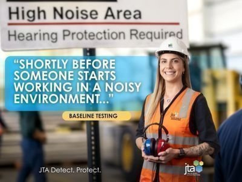 baseline audiogram hearing test worker noisy environment hearing protection sign