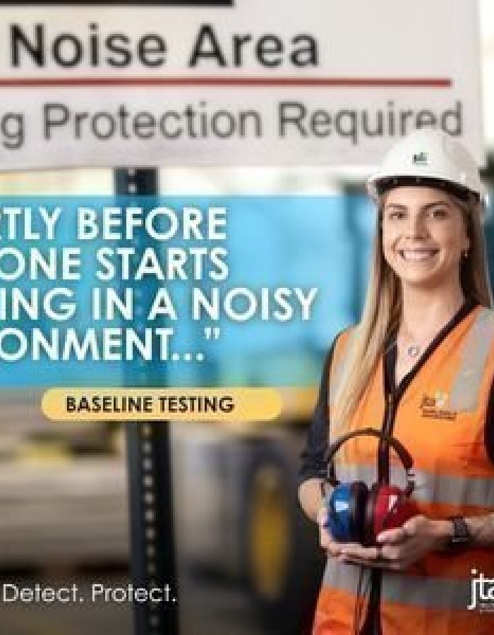 baseline audiogram hearing test worker noisy environment hearing protection sign